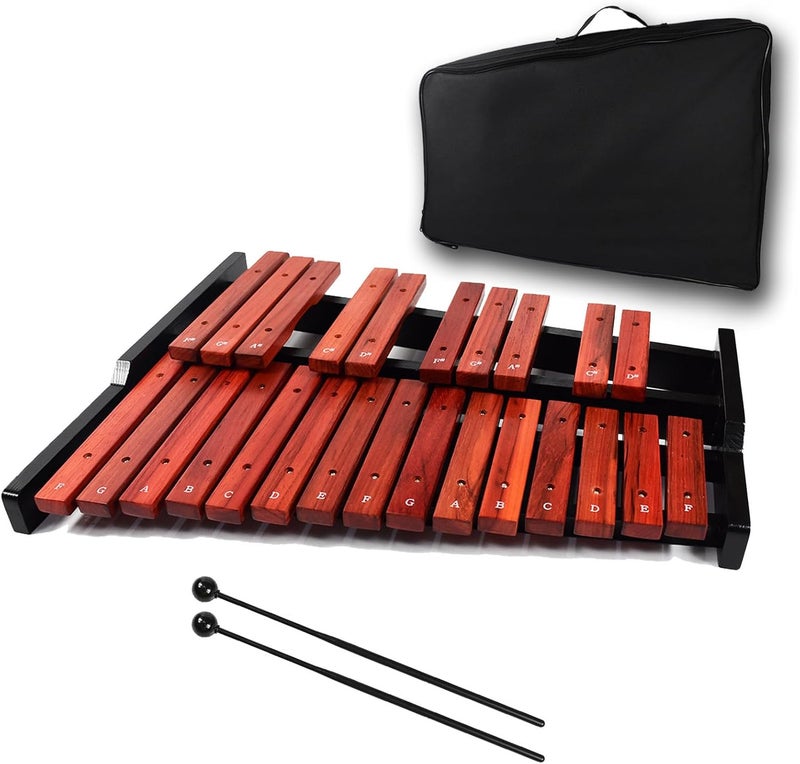 ENNBOM 25 Key Wooden Glockenspiel Portable Xylophone Professional Percussion Instrument with Mallets and Carrying Bag - Image 1